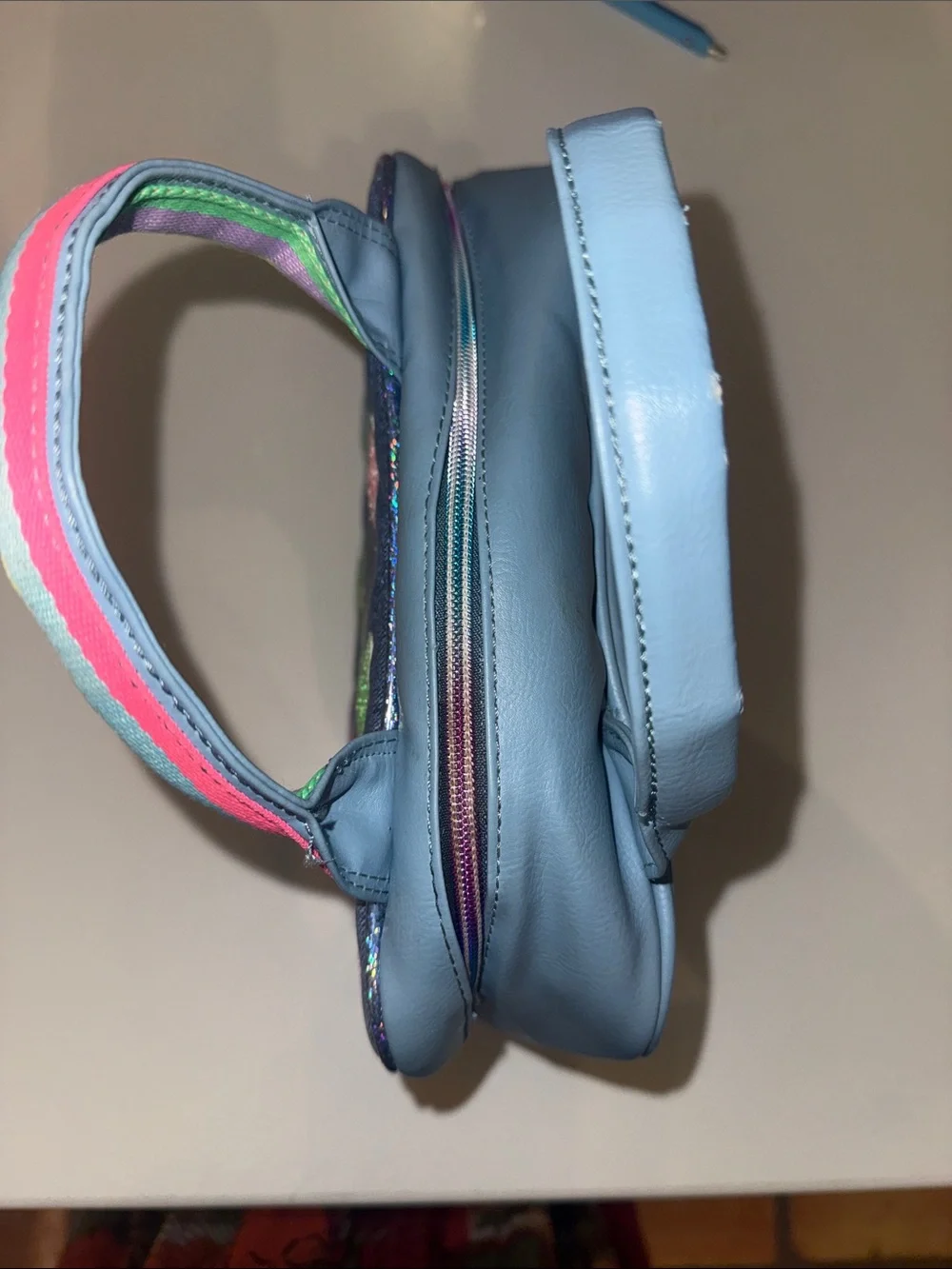 OMG Accessories Sparkle Heart Denim Lunch Bag - Blue with Multicolor Hearts
